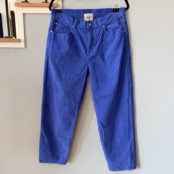 BDG Pants - BDG Pegged Cowboy Blue Corduroy High-Waisted Relaxed Fit Straight Leg Pants